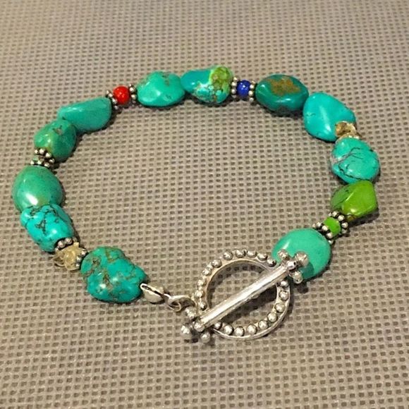 ARTISAN Turquoise Semiprecious Sterling Silver Toggle Bracelet - Picture 3 of 5